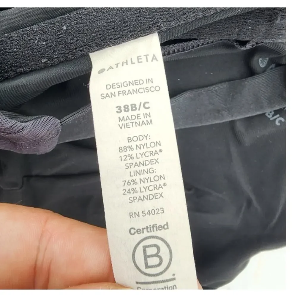 Athleta Black Ribbed Swim Top ‎ 38 B/C